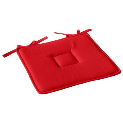 HOMEMAISON Galette plate unie en coton passepoil et nouettes - Rouge - 40 x 40 cm