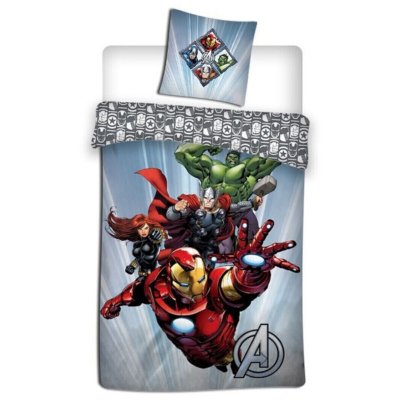 AYMAX Game - Parure de Lit Enfant - Housse de Couette - Bleu - Avengers