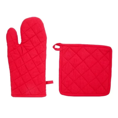 Gant et manique - Coton - Rouge - Atmosphera cr&eacute;ateur d'int&eacute;rieur