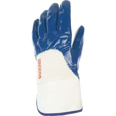 SINGER SAFETY Gants De Manutention Nitrile Bleu Dos Aer&eacute; &Agrave; Manchette De Taille 10
