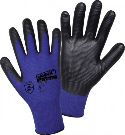LEIPOLD DOEHLE Gants de protection tricot&eacute;s 100% polyamide SUPER GRIP NITRIL Worky 1165 T.11