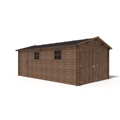 ALTANKA Garage en bois 21m2 6,25x3,75m Ep. 28 couleur marron GAR20 