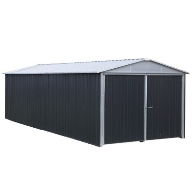 M&S Garage m&eacute;tal gris Yardmaster 14 up2; + kit d'ancrage - Gris
