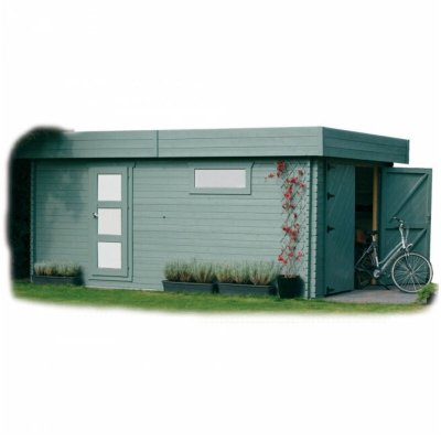 SOLID Garage ""moderne"" - 22.65 m&sup2; - 5.74 x 3.94 x 2.56 m - 40 mm - porte traditionnelle