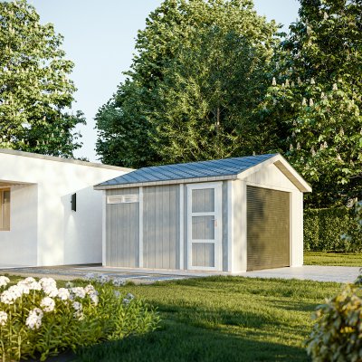 TIMBELA Garage qualit&eacute; premium 13 m&sup2; - l378xl412 cm - beige