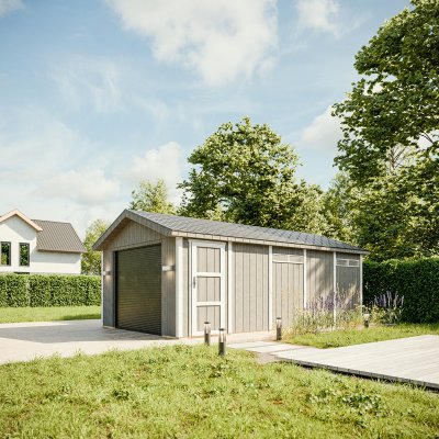 TIMBELA Garage qualit&eacute; premium 21 m&sup2;- l378xl648 cm - beige