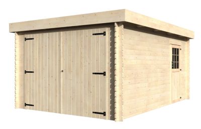 DECOR ET JARDIN Garage toit plat Ep. 28 mm surface ext&eacute;rieur 15 58 m&sup2; en bois