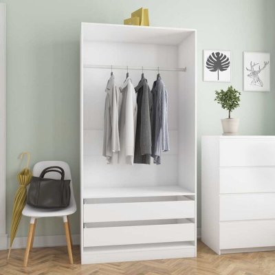 Garde-robe Blanc 100x50x200 cm Bois d'ing&eacute;nierie
