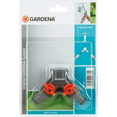 GARDENA  - Connecteur de robinetterie double - adapt&eacute; pour robinets de 26,5 mm