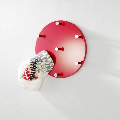 Garderobe murale rouge 7 crochets en acier