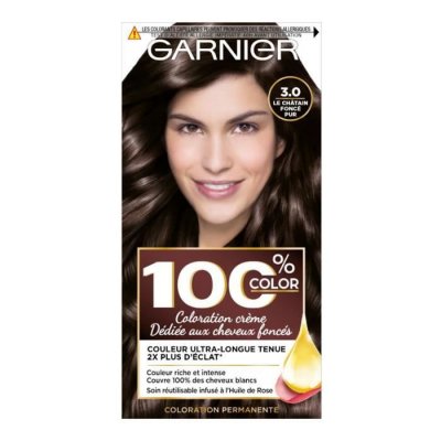 GARNIER  100% Ultra Brun Coloration 3.0 Le Ch&acirc;tain Fonc&eacute; Pur - Lot de 2