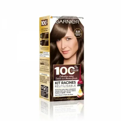 GARNIER  100% Ultra Brun Kit Racines R&eacute;utilisable Coloration 5.0 Ch&acirc;tain Clair - Lot de 2