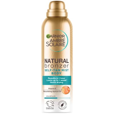 GARNIER  Ambre Solaire Natural Bronzer Quick Drying Body Self Tan Mist Medium 150ml