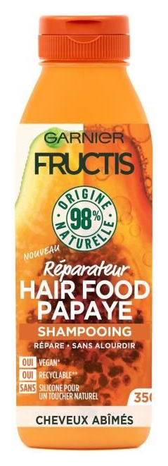 GARNIER  Fructis Hair Food Shampooing R&eacute;parateur Vegan &agrave; Papaye 350 ml C6341700