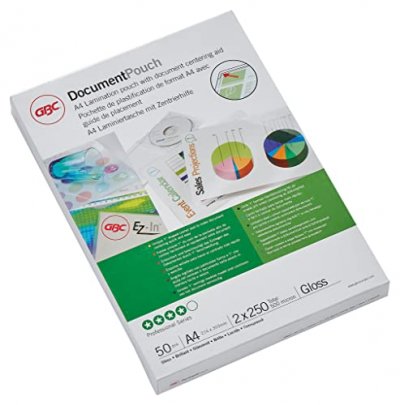 GBC  A4 216x303 Mm 2x250 Microns Laminating Envelopes 50 Units Clair