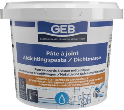 GEB  - P&acirc;te &agrave; joints pour &eacute;tanch&eacute;ite eau potable raccord m&eacute;tal - 500 g