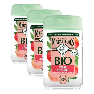 LE PETIT MARSEILLAIS Gel douche bio rafraichissant p&ecirc;che nectarine
