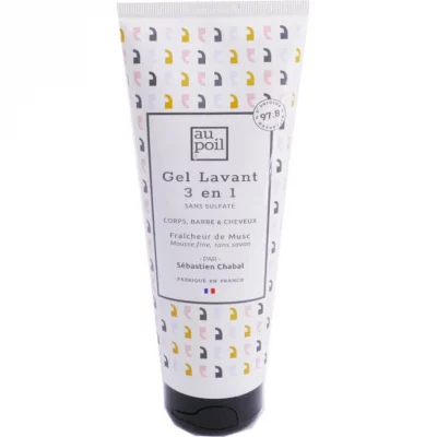 AU POIL Gel Douche Corps, Barbe Cheveux  - Le Tube De 250ml