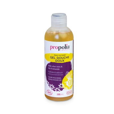 PROPOLIA Gel douche doux certifi&eacute; Bio Miel, Aloe vera et Lait d'amande 