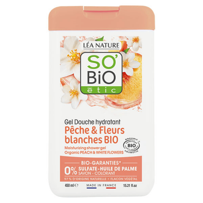 LEA NATURE SO BIO ETIC Gel Douche Hydratant P&ecirc;che&Fleurs Blanches Bio So'bio Etic - Le Flacon De 450ml