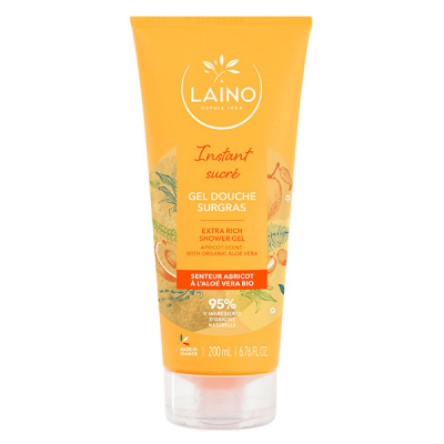 LAINO Gel Douche Sugras Hydratant A L'aloe Vera Bio Abricot 200ml 