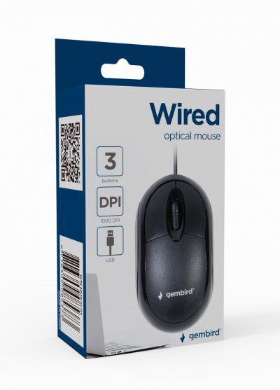 GEMBIRD  MUS-U-01 - Souris - droitiers et gauchers - optique - 3 boutons - filaire - USB - noir 