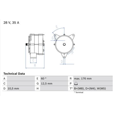 BOSCH G&eacute;n&eacute;rateur de courant triphas&eacute;  0 986 037 440