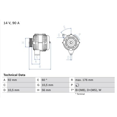 BOSCH G&eacute;n&eacute;rateur de courant triphas&eacute;  0 986 038 170