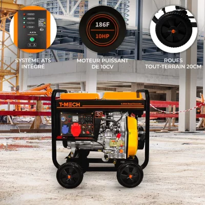 MONSTERSHOP G&eacute;n&eacute;rateur diesel 5kva &agrave; cadre ouvert t-mech 210706