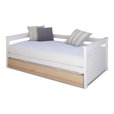 ID KIDS G&eacute;n&eacute;rique Lit gigogne 90x190 - Bois Massif Naturel Blanc Bois