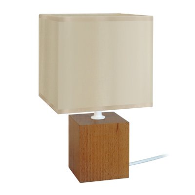 TOSEL GEN&Egrave;VE - Lampe de chevet carr&eacute; bois fonc&eacute; et cr&eacute;me