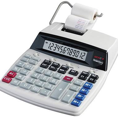GENERIQUE Genie D69 Plus Calculatrice avec imprimante Affichage 12 chiffes Impression rouge/noir Gris