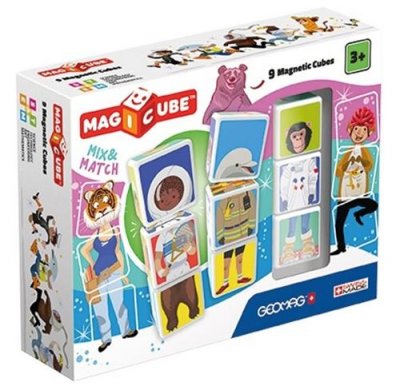GEOMAG  MagiCube 124 Mix & Match, Constructions Magn&eacute;tiques et Jeux Educatifs, 9 Cubes Magn&eacute;tiques