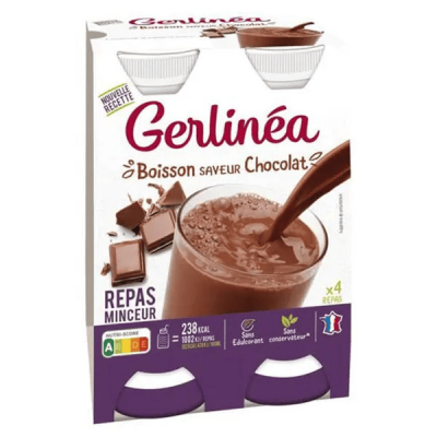 GERLINEA Gerlin&eacute;a Substituts de Repas &agrave; boire saveur chocolat - 4x236ml