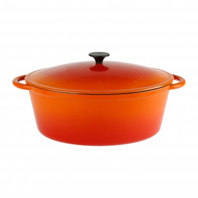 CREALYS Gers equipement Cocotte fonte &eacute;maill&eacute;e ovale orange 9L T.U