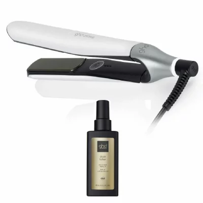 GHD  - Fer &Agrave; Lisser Lisseur  Chronos Blanc + Huile Thermoprotectrice Sleek