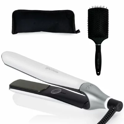 GHD  - Fer &Agrave; Lisser Lisseur  Chronos Blanc + Trousse De Voyage Hairprice + Brosse Hairprice