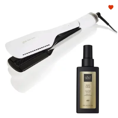 GHD  - Lisseur Fer &agrave; Lisser S&eacute;chant DUET STYLE - 2 en 1 - Blanc + Huile de Coiffage Lissante