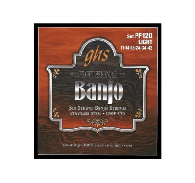 GHS  Pf120 - Jeu De 6 Cordes Stainless Steel Banjo - Light 11-42