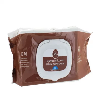 GIFRER  B&Eacute;B&Eacute; - Lingettes Nettoyantes &agrave; l'Huile d'Olive, 70 lingettes