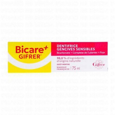 GIFRER  Bicare + Dentifrice Gencives Sensibles Fluor + 5 Plantes 75 ml