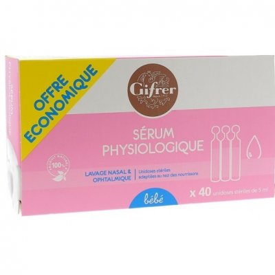 GIFRER  S&eacute;rum physiologique unidoses st&eacute;riles de 5ml bo&icirc;te de 40