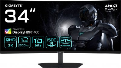 GIGABYTE  &Eacute;cran Incurv&eacute; Gaming G34wqc2 34&acute;&acute; Wqhd Va Led 200hz
