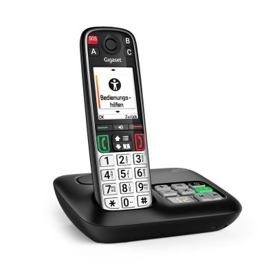 GIGASET  EASY 500 T&eacute;l&eacute;phone sans fil pour s&eacute;niors avec &eacute;metteur dappel durgence &eacute;cran couleur noir