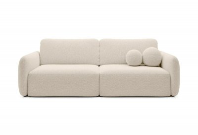 CASANOVA PARIS Gigi - Canap&eacute; Droit Convertible Tissu Bouclette 3 Places Beige