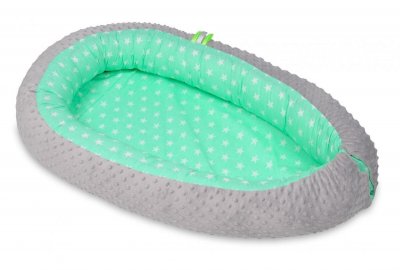 VELINDA Gigoteuse cocon etoiles blanches sur fond bleu menthe  gris