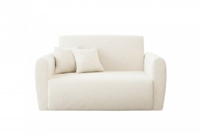 CASANOVA Gina - Canap&eacute; Droit Convertible Tissu Bouclette 2 Places Beige