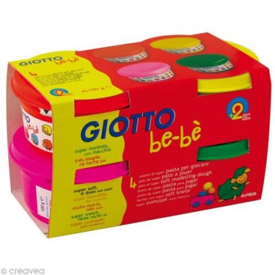 GIOTTO S GIOTTO be-b&egrave; - Boite p&acirc;te &agrave; jouer 4x100g (rouge, jaune, magenta, vert)