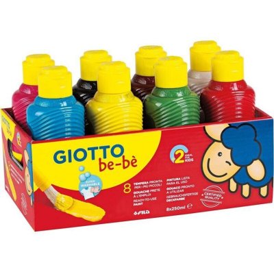 GIOTTO S GIOTTO be-b&egrave; Lot de 8 peintures gouaches 250 ml - Couleurs assorties