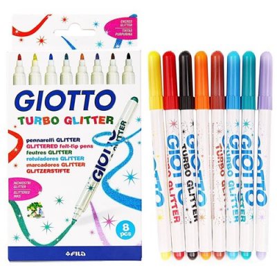 GIOTTO S GIOTTO Bo&icirc;te de 8 Feutres Turbo Glitter en pr&eacute;sentoir - 10 pi&egrave;ces